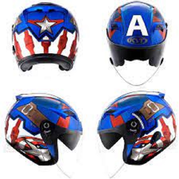 Mũ bảo hiểm 3/4 KYT Venom Captain America có 2 kính